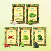 Winter Veggies Seeds Combo (Pack of 5) - Broccoli, Red Carrot, Lettuce, Spinach & White Radish